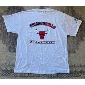 Men's Sz XL Chicago Bulls White T Shirt DELTA Pro Weight Blue Cross of Illinois